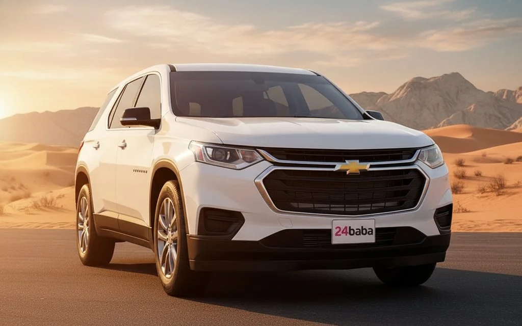 Chevrolet Traverse 2021 White front view with headlights