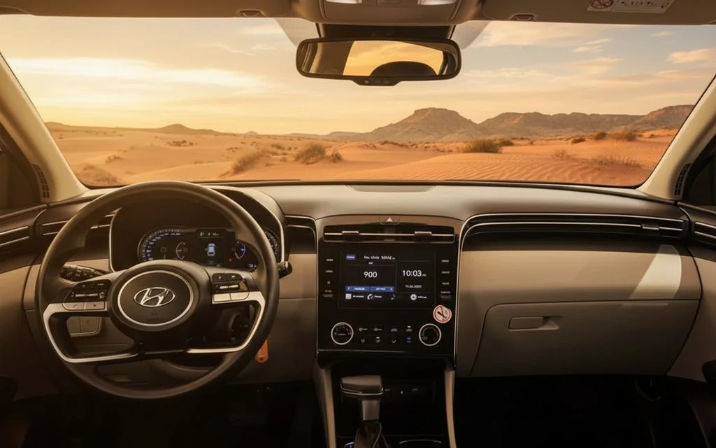 Hyundai Tucson 2022 interior view showing trim – rental in Dubai