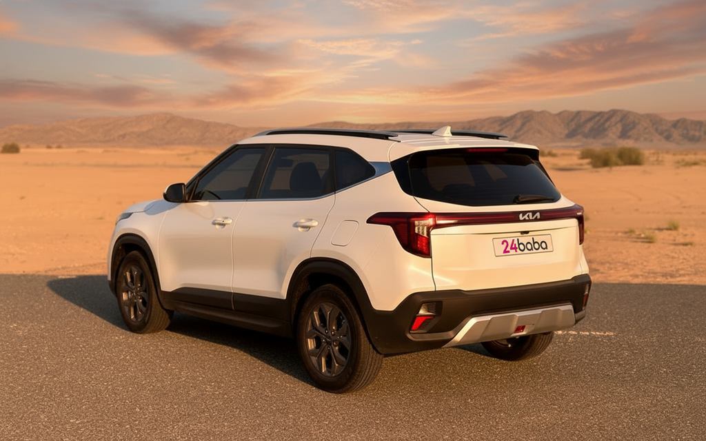 Kia Seltos 2024 White rear view showing taillights