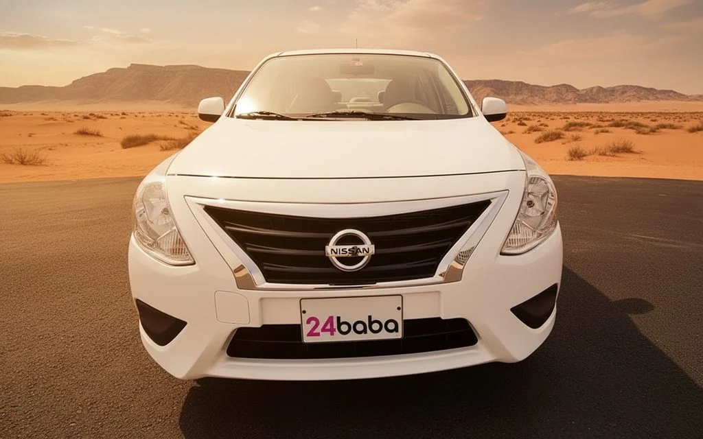 Nissan Sunny 2020 White front view with headlights