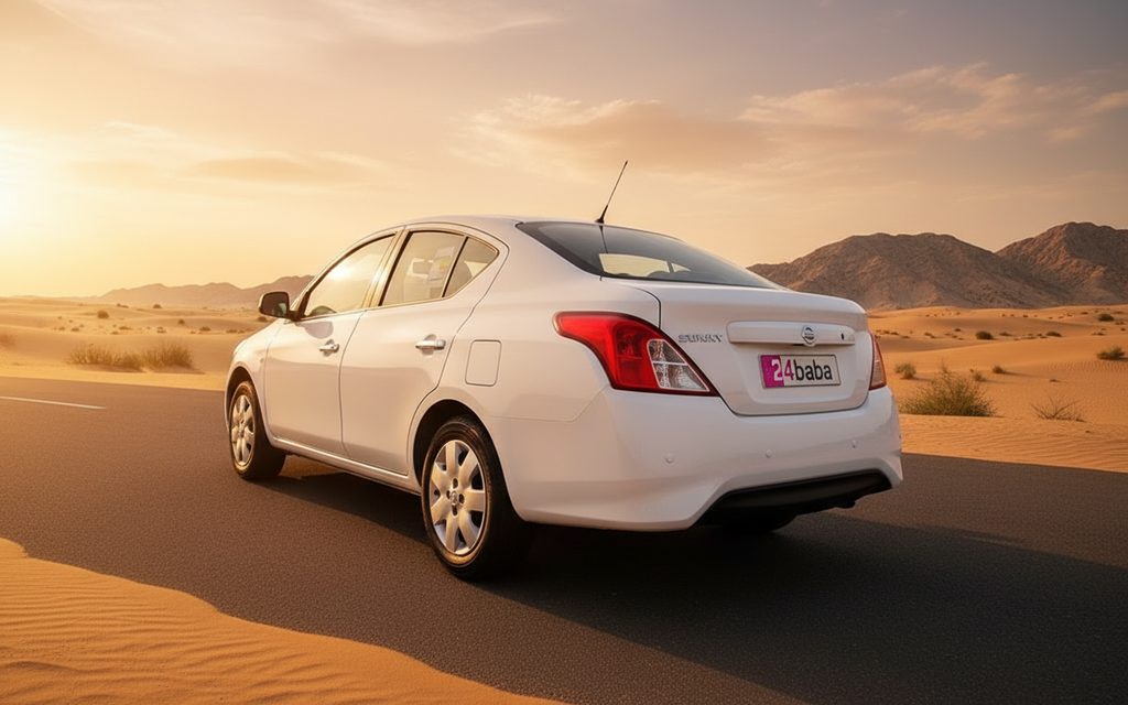 Nissan Sunny 2020 White rear view showing taillights