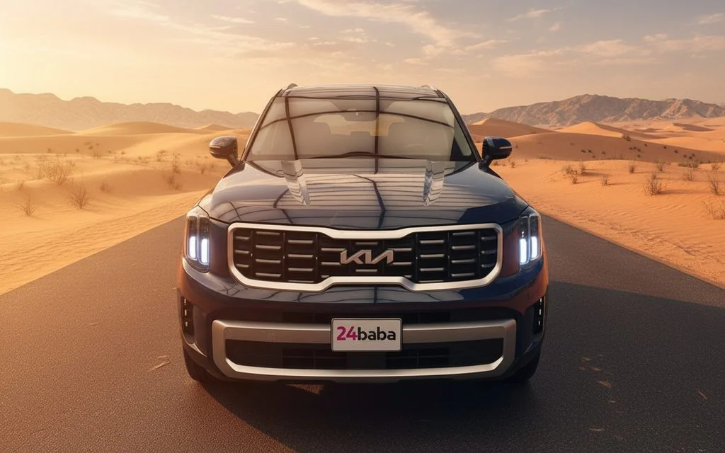 Kia Telluride 2023 Blue front view with headlights