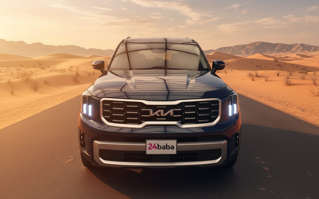 Kia Telluride 2023 Blue front view with headlights