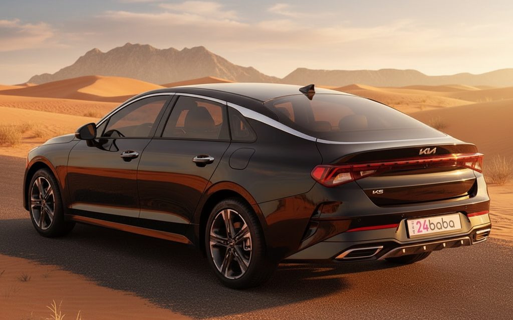 Kia K5 2023 Black rear view showing taillights