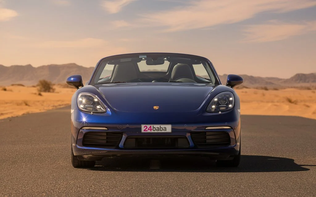 Porsche Boxster 2024 Black front view with headlights