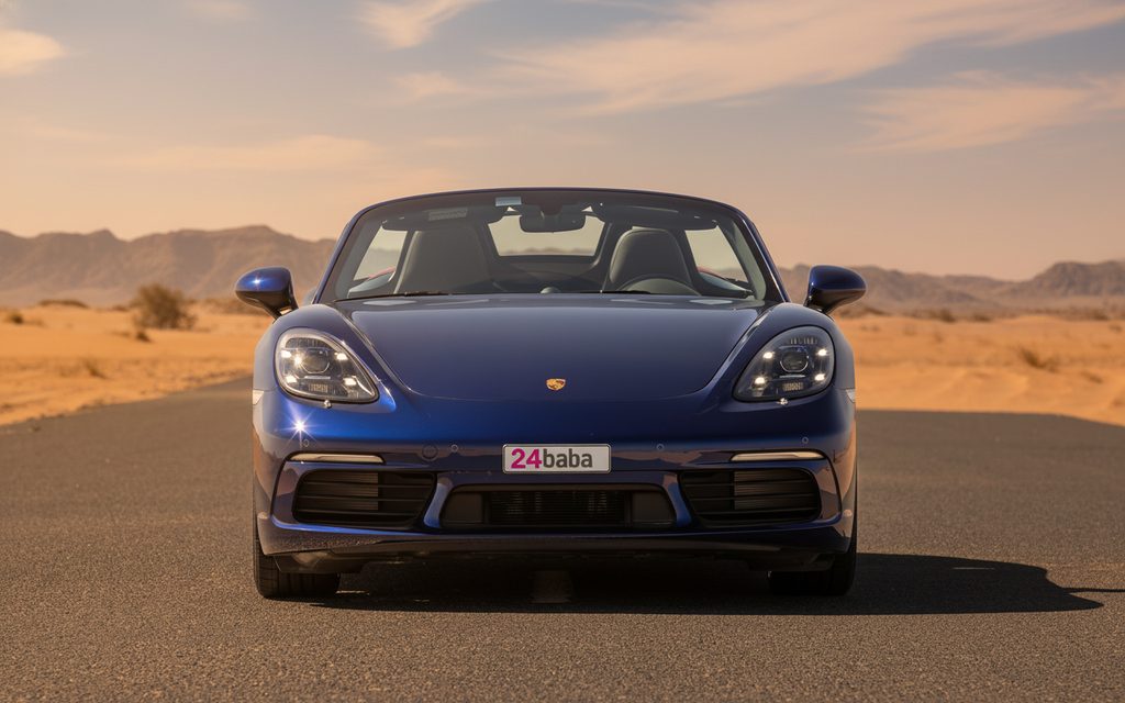 Porsche Boxster 2024 Black front view with headlights
