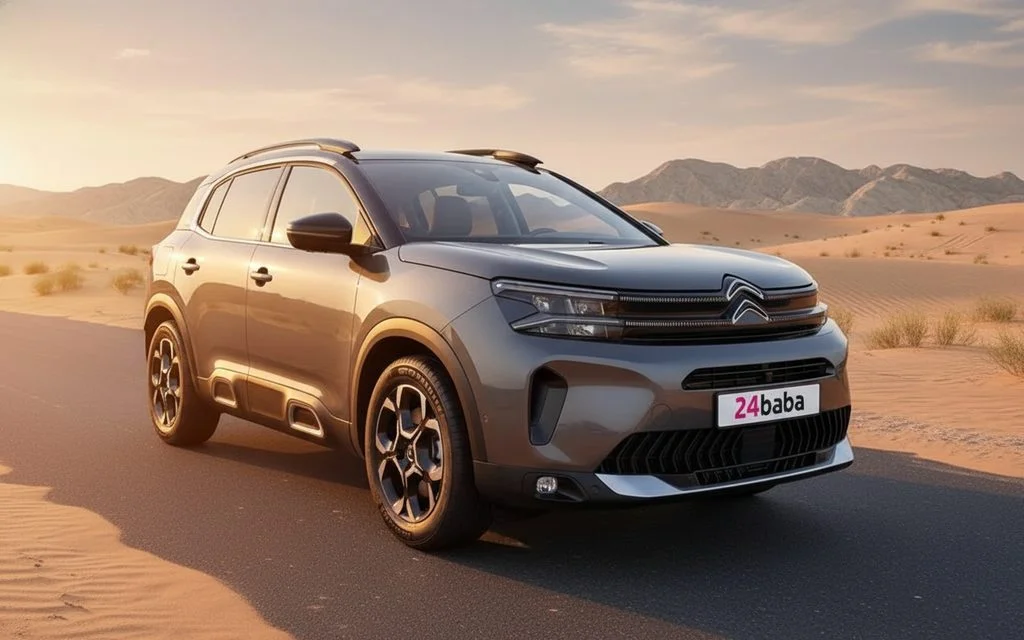 Citroen C5 2025 Grey front view with headlights