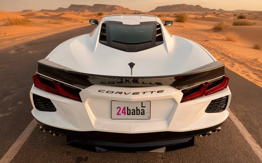 Chevrolet Corvette 2023 White rear view showing taillights