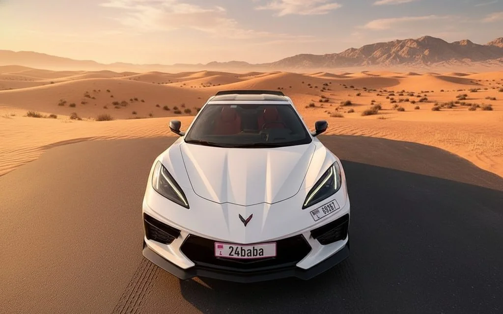 Chevrolet Corvette 2023 White front view with headlights
