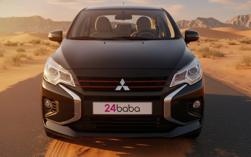 Mitsubishi Attrage 2024 Black front view with headlights