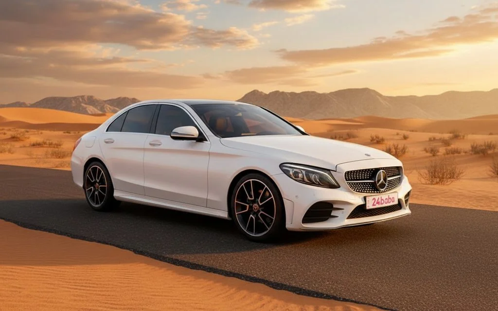 Mercedes C200 2021 White side profile