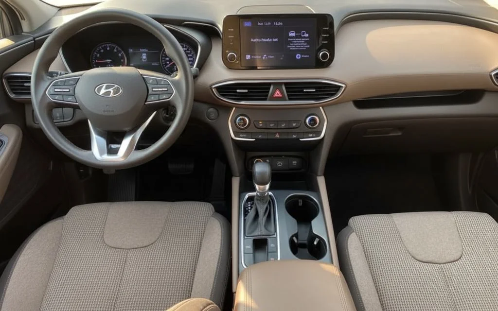 Hyundai SantaFe 2022 interior view showing trim – rental in Dubai