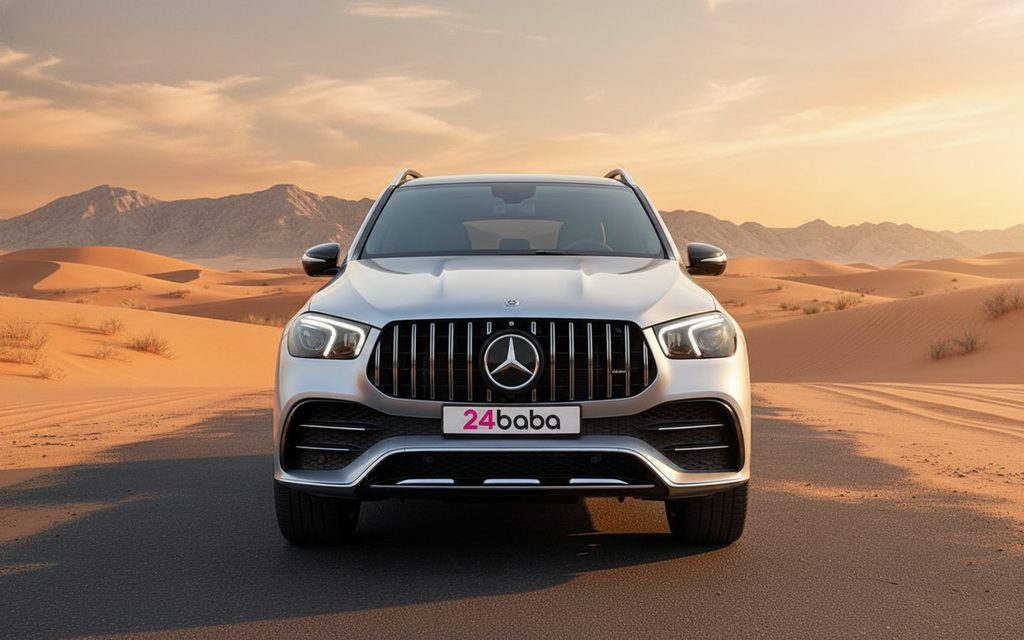 Mercedes Gle350 2023 Silver front view with headlights