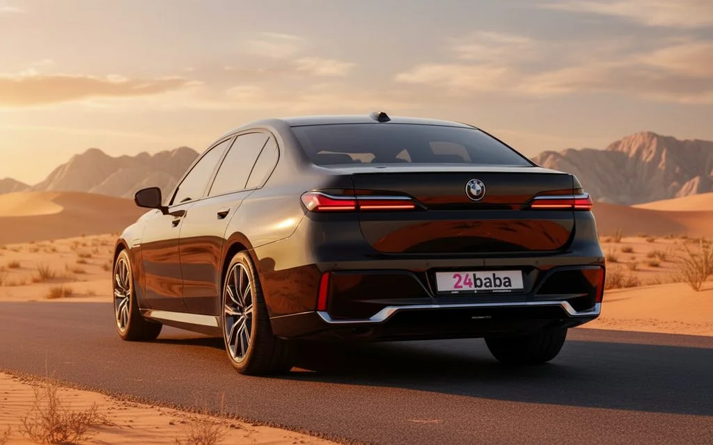 Bmw X7 2024 Black rear view showing taillights