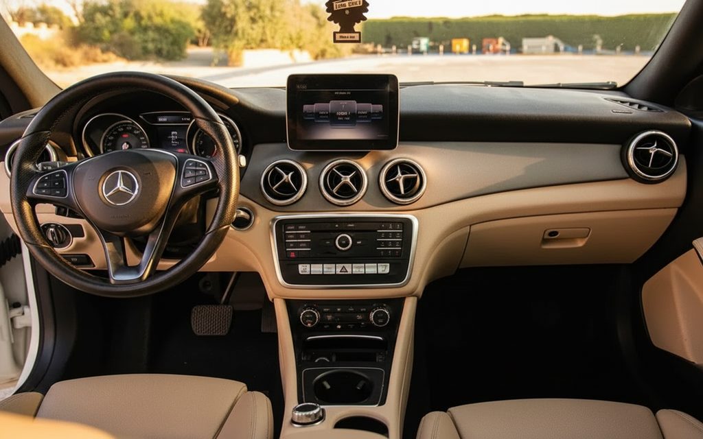 Mercedes Cla250 2025 dashboard and infotainment – rental in Dubai