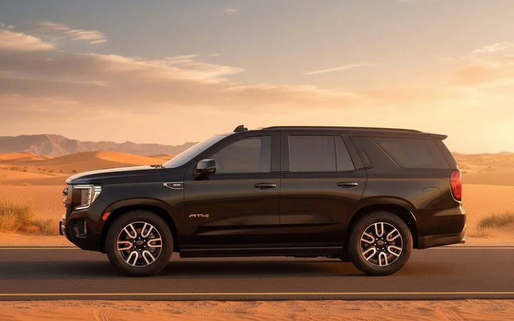 Gmc Yukon 2023 Black side profile – rental in Dubai