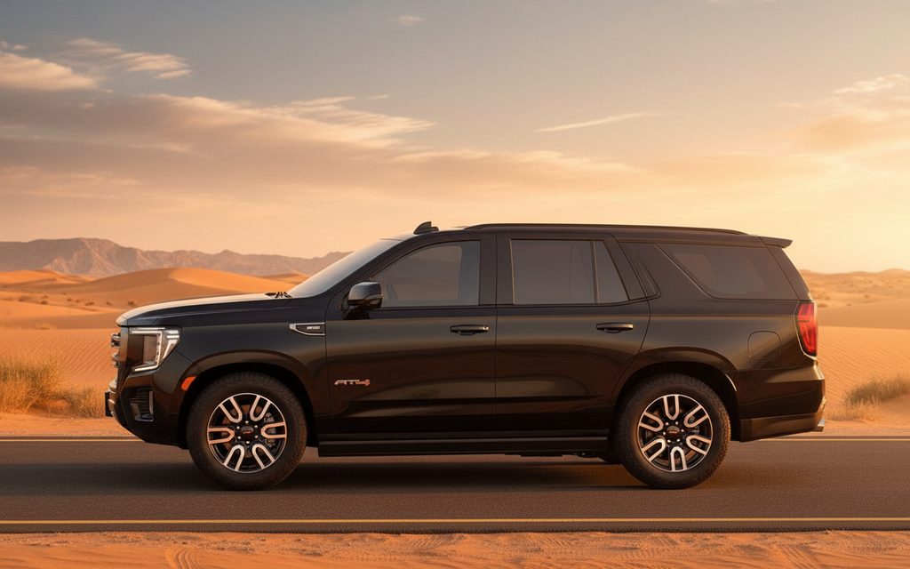 Gmc Yukon 2023 Black side profile – rental in Dubai