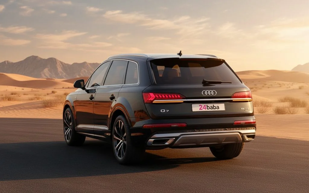 Audi Q7 2021 Black rear view showing taillights