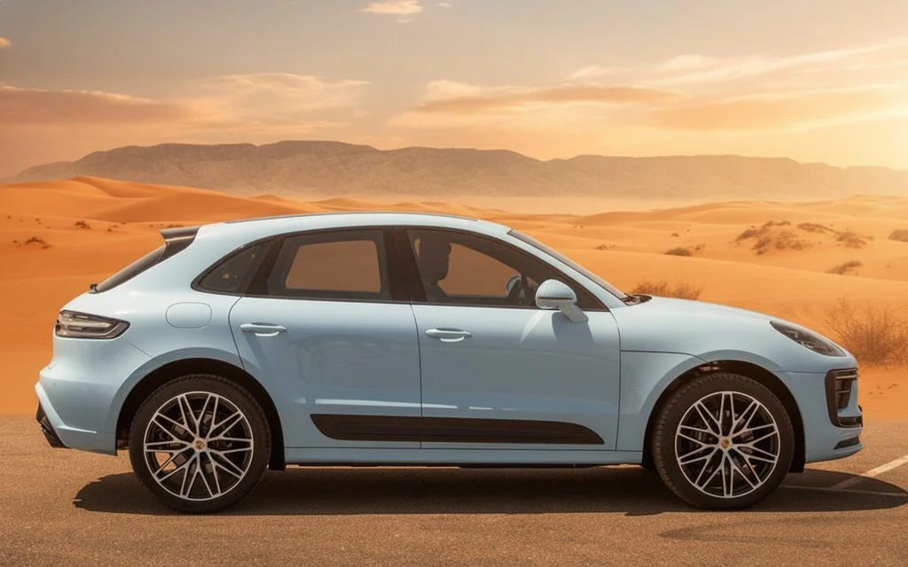 Porsche Macan 2023 Blue side profile