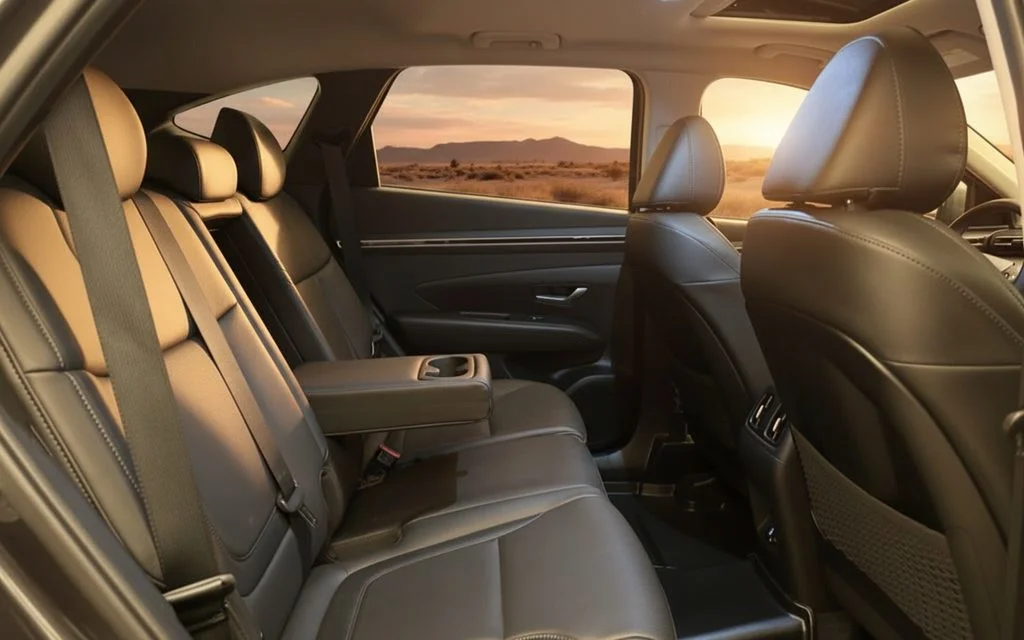 Hyundai Tucson 2024 leather seats and cabin – rental in Dubai