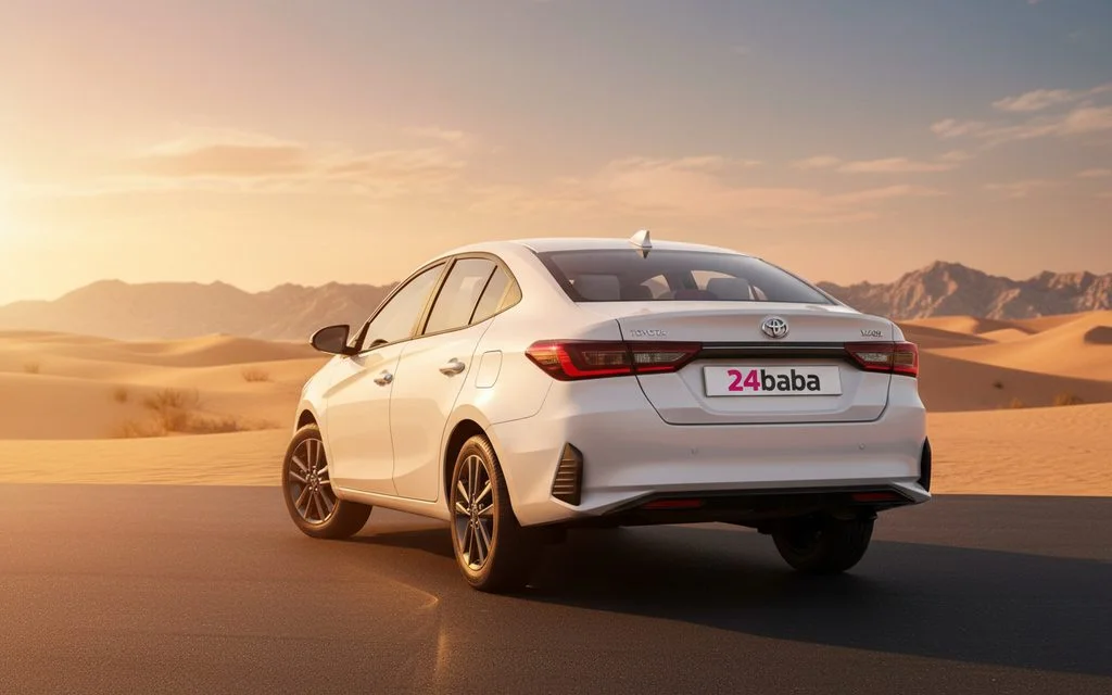 Toyota Yaris 2022 White rear view showing taillights