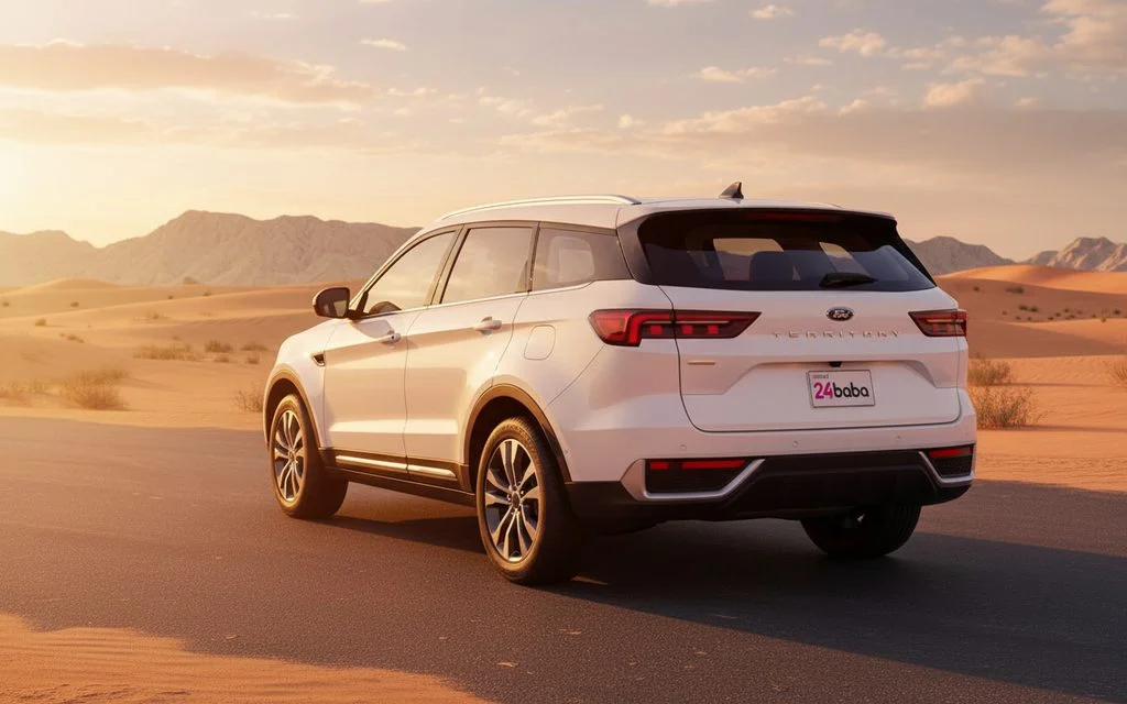 Ford Territory 2025 White rear view showing taillights