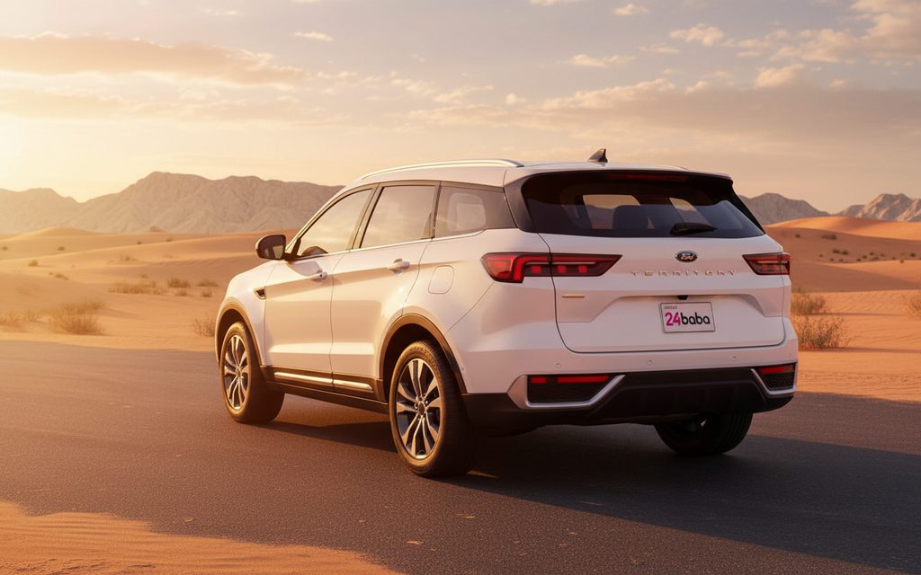 Ford Territory 2025 White rear view showing taillights