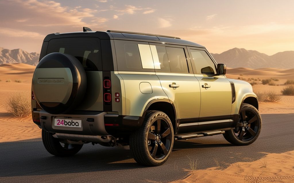 Land Rover Defender 2025 Green rear view showing taillights