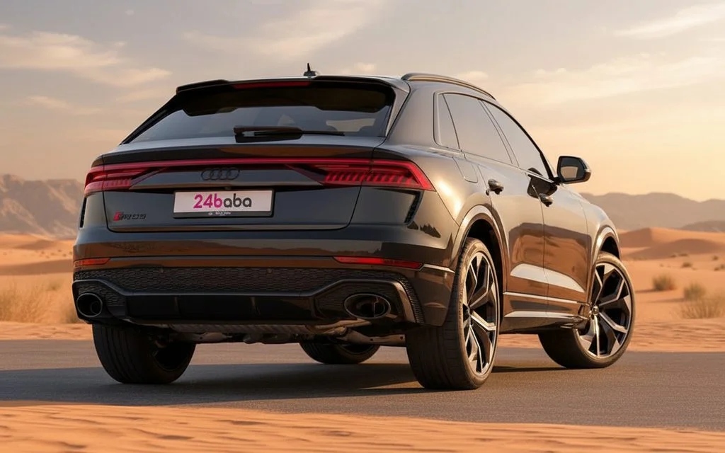 Audi RsQ8 2022 Black rear view showing taillights