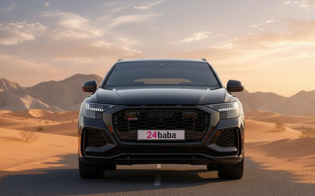 Audi RsQ8 2022 Black front view with headlights