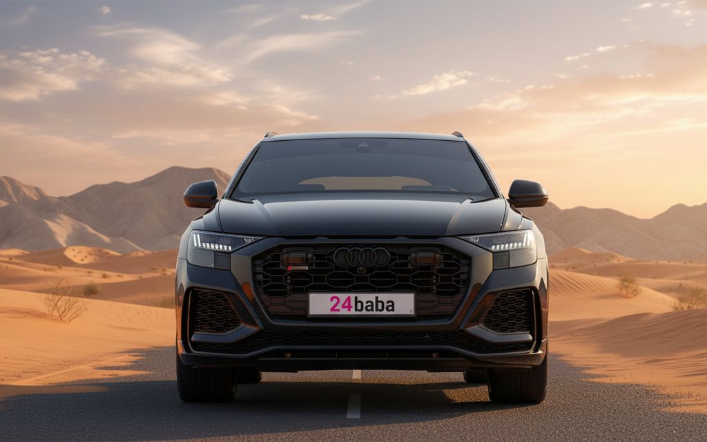Audi RsQ8 2022 Black front view with headlights