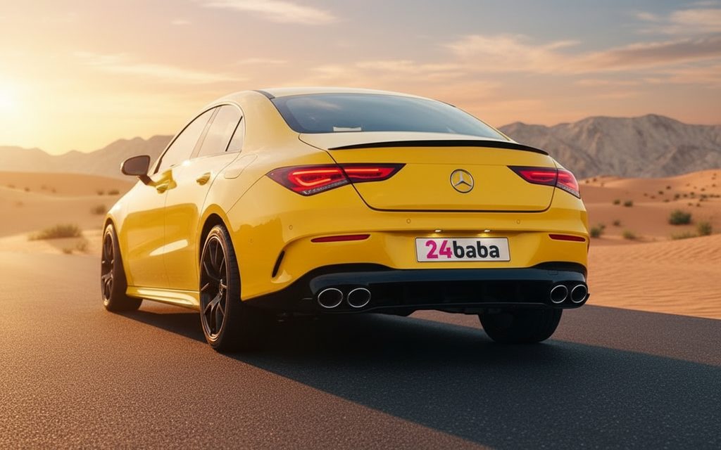 Mercedes Cla250 2022 Yellow rear view showing taillights