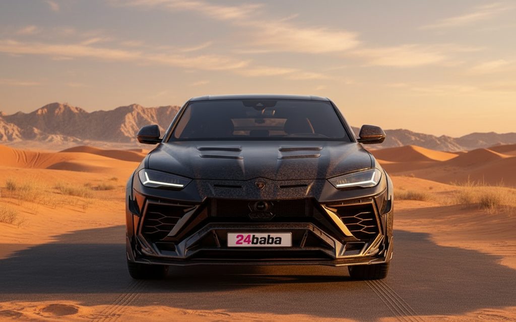 Lamborghini Urus 2021 Black front view with headlights
