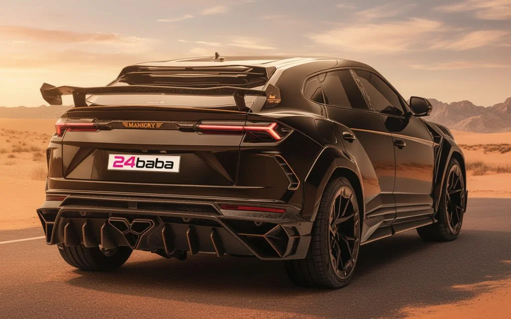 Lamborghini Urus 2021 Black rear view showing taillights