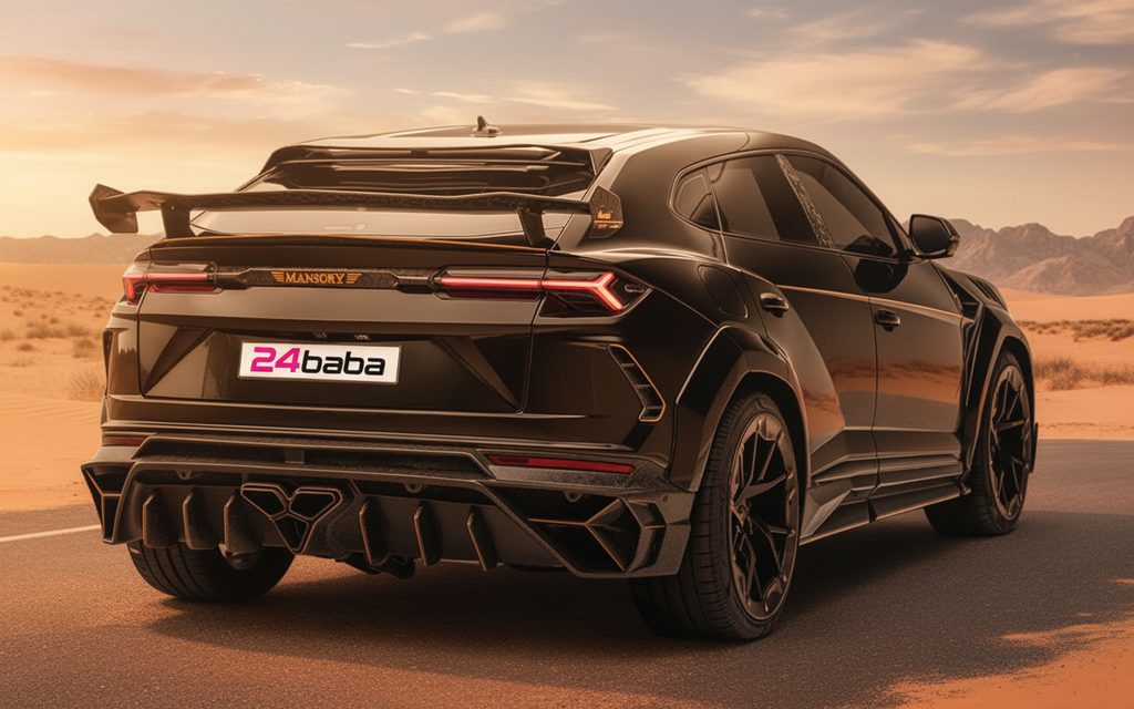 Lamborghini Urus 2021 Black rear view showing taillights