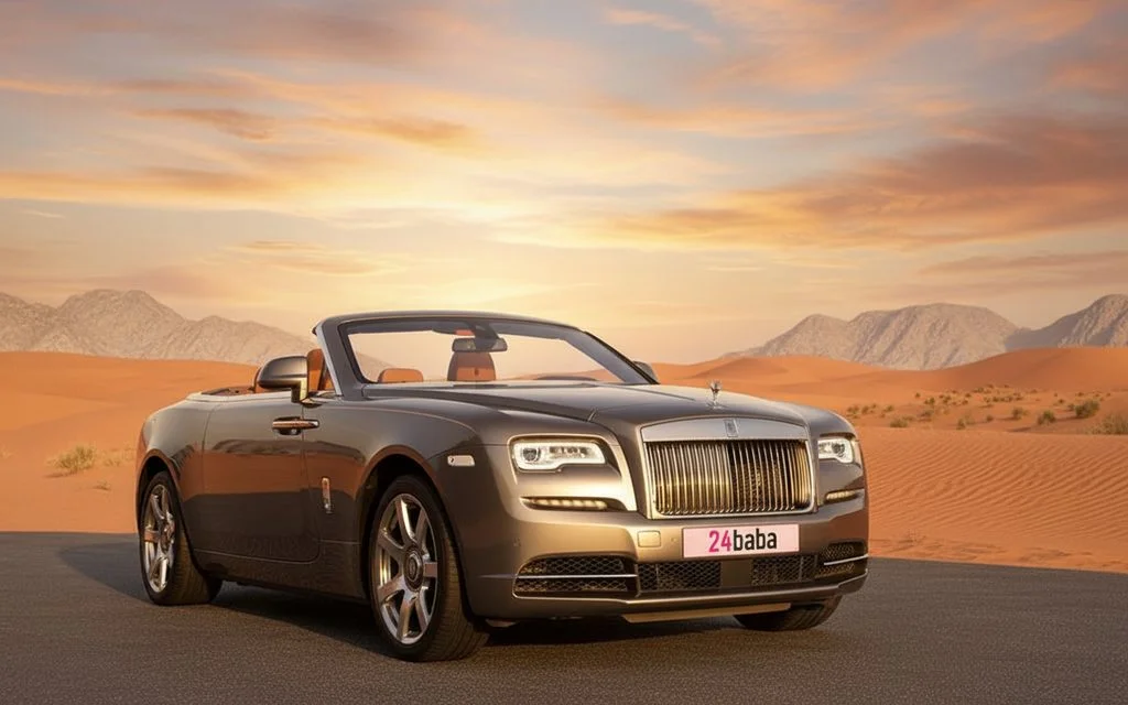Rolls-Royce Dawn 2025 Gold front view with headlights