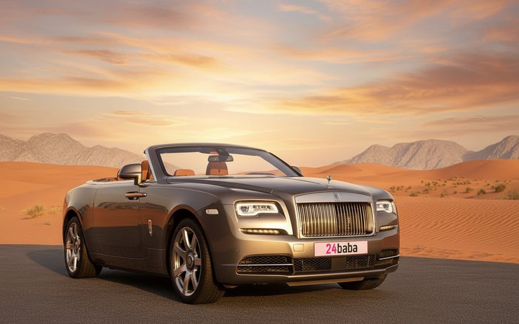 Rolls-Royce Dawn 2025 Gold front view with headlights
