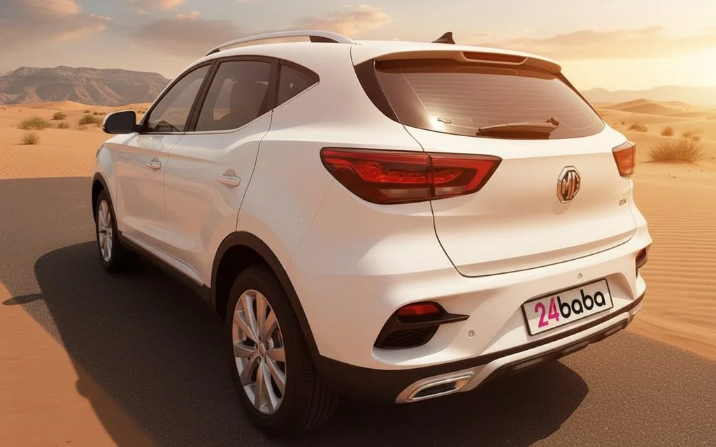 Mg Zs 2023 White rear view showing taillights