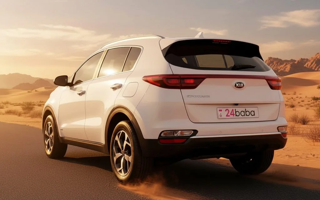 Kia Sportage 2021 White rear view showing taillights