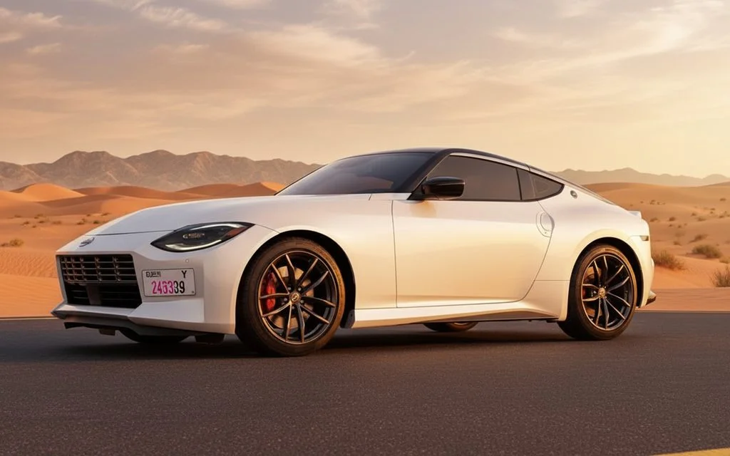 Nissan 370Z 2023 White front view with headlights