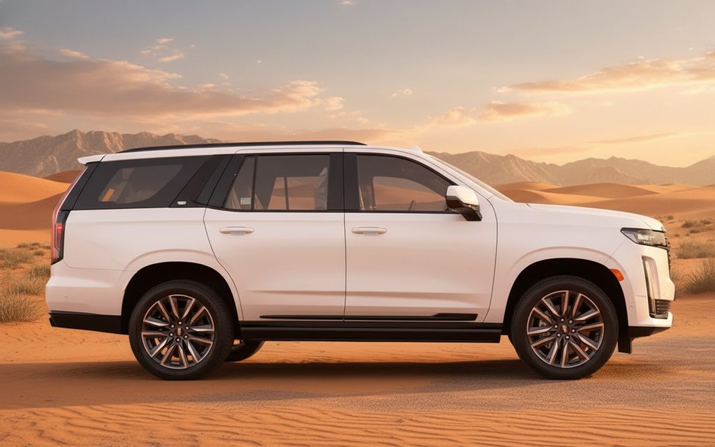 Cadillac Escalade 2023 White side profile