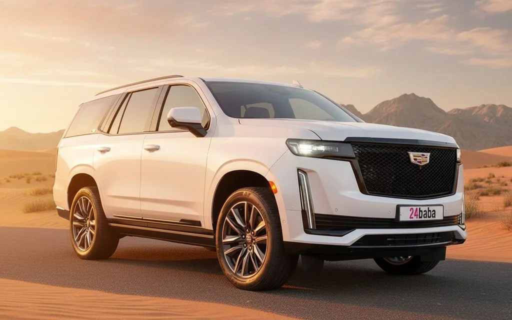 Cadillac Escalade 2023 White front view with headlights