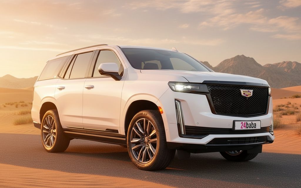 Cadillac Escalade 2023 White front view with headlights