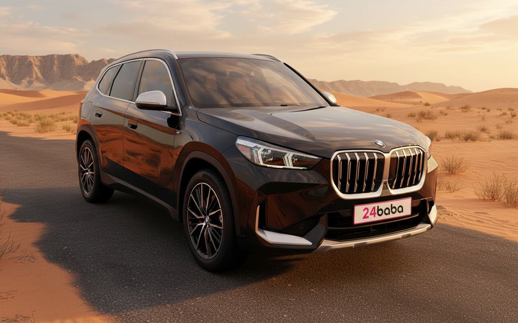 Bmw X1 2024 Black front view with headlights