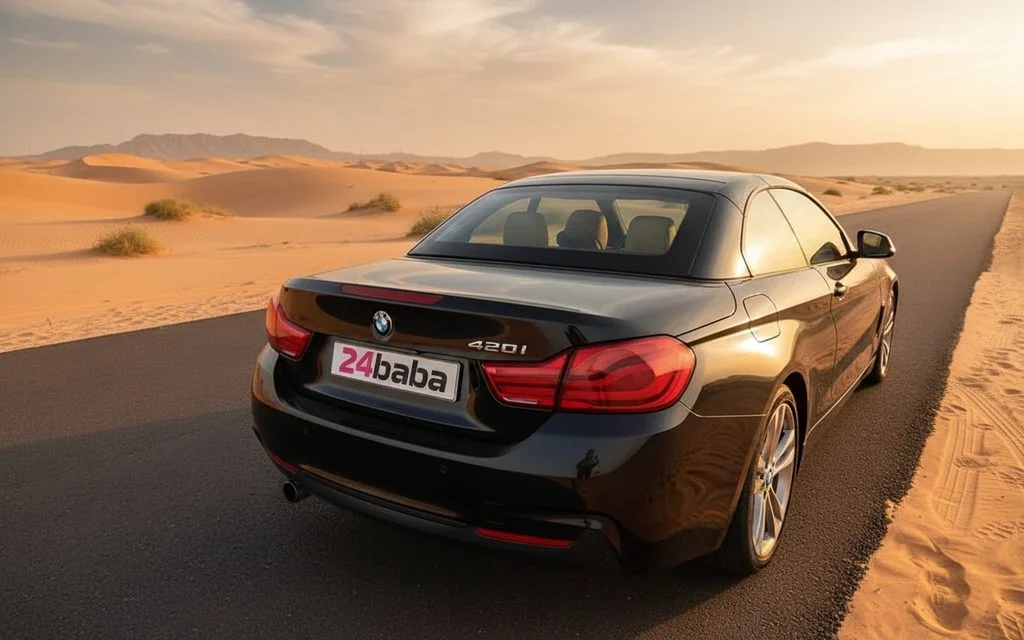 Bmw 420 2023 Black rear view showing taillights