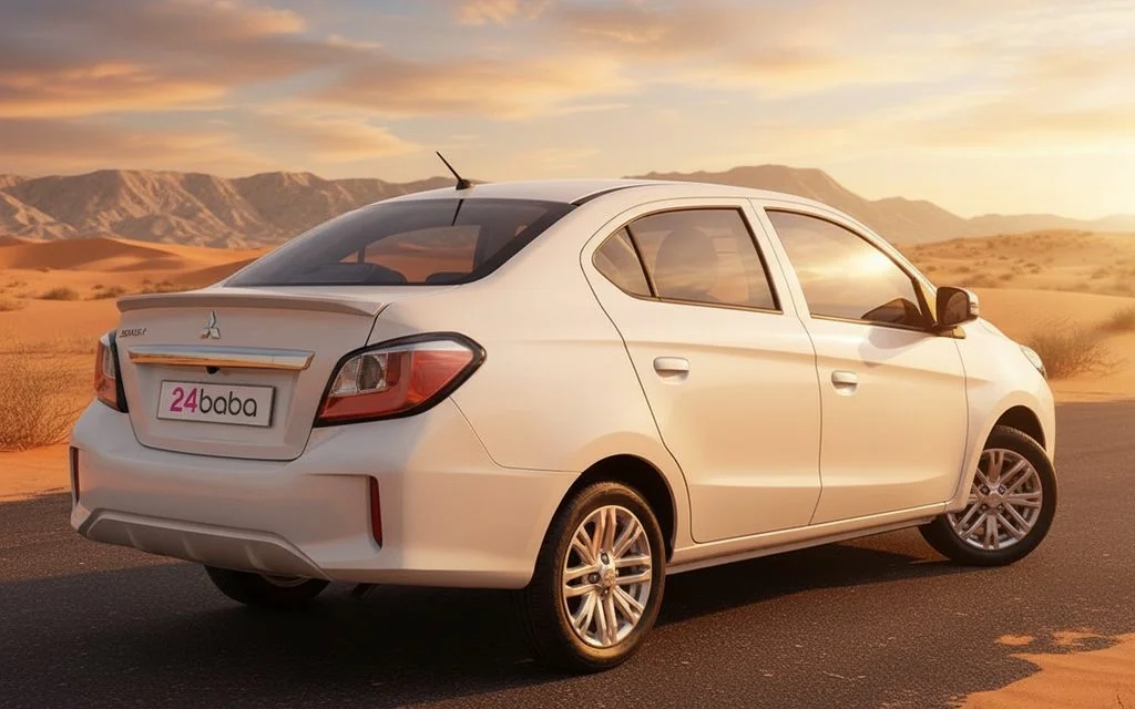 Mitsubishi Attrage 2023 White rear view showing taillights