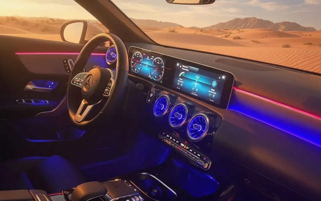 Mercedes A45 2020 dashboard and infotainment