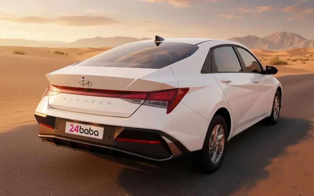 Hyundai Elantra 2023 White rear view showing taillights