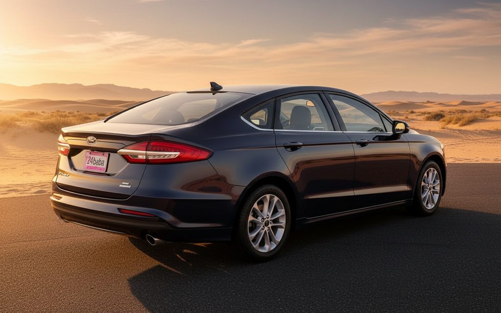 Ford Fusion 2020 Blue side profile – rental in Dubai