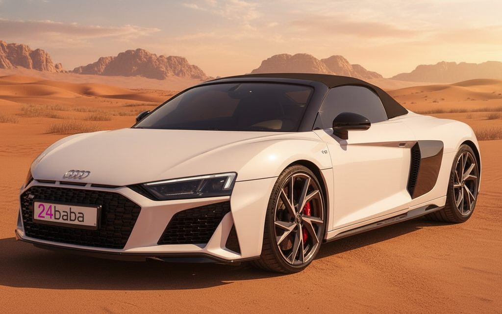 Audi R8 2024 White front view with headlights